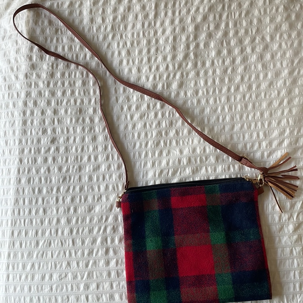 Tartan adjustable purse